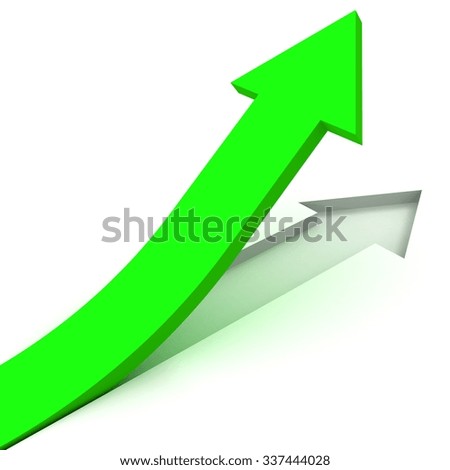 3d green arrow render with White background for business success