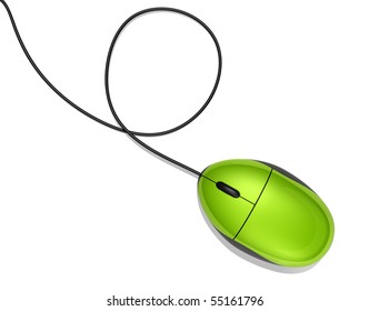 3D Green Computer Mouse Isolated On White