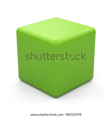 3d green cube isolated.