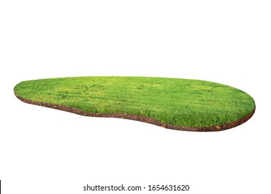 3d green curved land and brown soil  isolated background isometric view 3d land  3d land isolated white back ground for social media designs