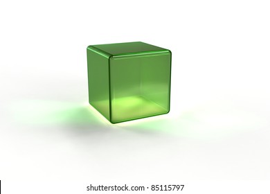 3d Green Glass Cube