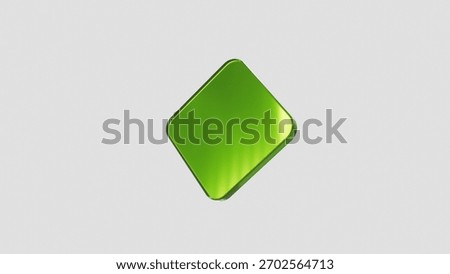 3D Green Glassy Angled Rectangle Isolated