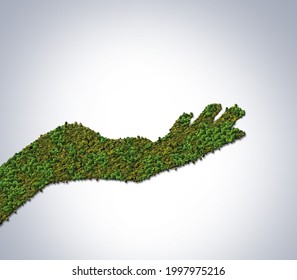 3D green Hand Concept background. World Environment day concept 2021. Ecosystem Restoration 2021 environment day concept 3d tree background. Green Hand Holding something. - Powered by Shutterstock