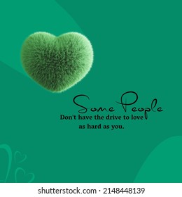 3d Green Heart And Text Graphic Design Illustration Template