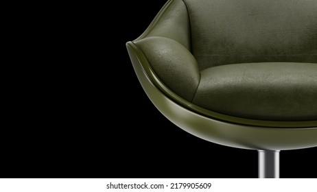 3D Green Leather Chair With Focus On The Fine Structure