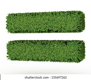 3D Green Leaves Equal Sign Symbol On White Background