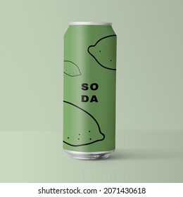 3D Green Soda Can Beverage Product Packaging