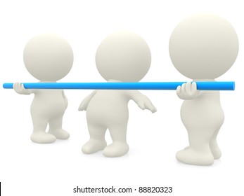 3D Group Of People Dancing Limbo With A Pole - Isolated