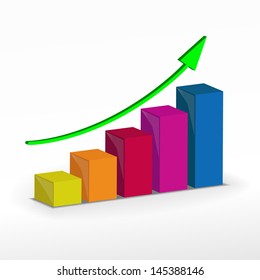 3d Growth Bar Graph Business Concept Stock Illustration 145388146