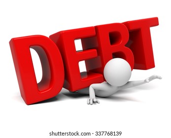 The 3D guy and a written  DEBT  of slogan