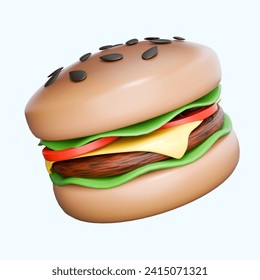 3D hamburger cheeseburger burger icon - Powered by Shutterstock