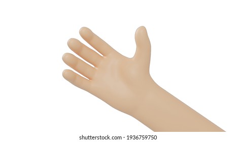 3d hand giving high five on white background. 3d render