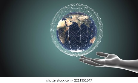 3d Hand Holding Global And Plexus Technology Connection