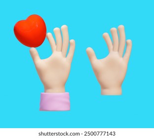 3D hand holding heart. social media online platform concept, online social communication on applications, heart and love emoji icon, 3d rendering.  - Powered by Shutterstock