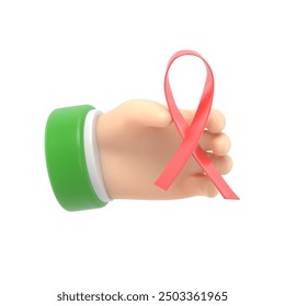 3d hand holding lavender purple ribbon. World Cancer Day concept, February 4. Raise awareness, prevention, detection, treatment. Icon design for poster and banner.3D rendering on white background. - Powered by Shutterstock