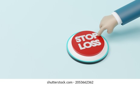 3d Hand Pressing Stop Loss Panic Button, Trading Concept, Risk Of Investment With Economy, Management Of Strategy For Prevention Of Bankruptcy, Financial And Insurance, Crisis Of Business Concept