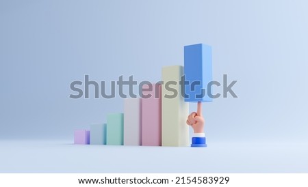3d hand pushing graph up, push the chart higher, financial, chart growth financial success concept, increase profit, innovation concept, concept for making turning point in business, 3d rendering