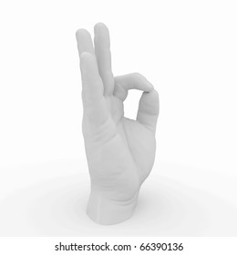 3d Hand Sculpture Showing Gesture Isolated On White