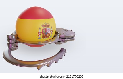3d handcuff Spain flag rendering left view