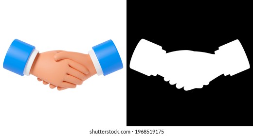 3d hands business handshake emoji on white background. Partnership and agreement symbol. 3d illustration.