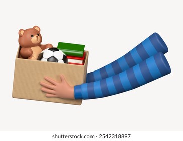 3D hands holding donation box, element illustration. 3D illustration of hand holding donation box isolated on white plain background. Illustration for charity, giving, donation concept.  - Powered by Shutterstock