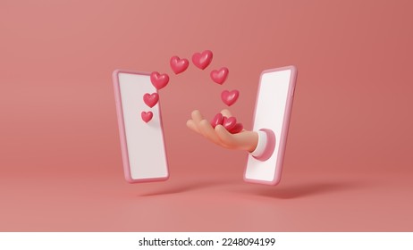 3D hands holding red hearts realistic design, giving likes hearts reaction social media, Emoticons heart for social media and smartphone application. strategy successful blogger.3d render illustration - Powered by Shutterstock