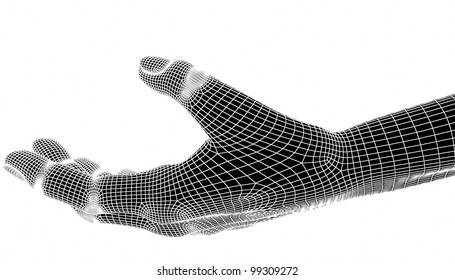 3d Hands Isolate On White Background.