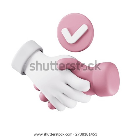 3D handshake icon with checkmark representing deal stage confirmation in sales pipeline