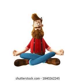 3D happy hipster man with beard isolated