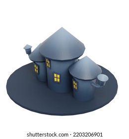 3D Haunted House Icon Illustration Render