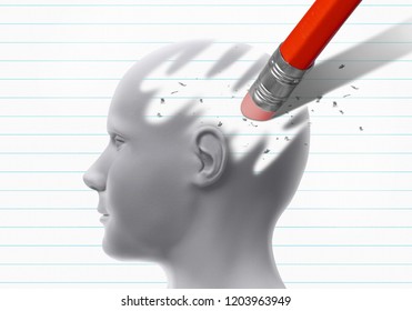 3d Head Erased By Pencil Eraser