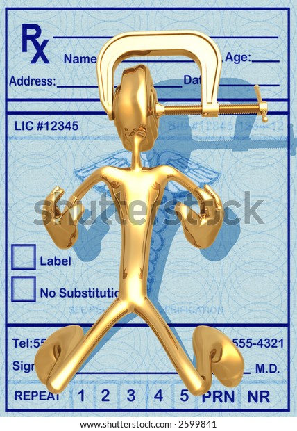 3d Headache Head Vice Grip Concept Stock Illustration 2599841
