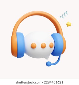 3d headphones with text box icon. Customer support. Hotline service for help and FAQ. icon isolated on white background. 3d rendering illustration. Clipping path.. - Powered by Shutterstock