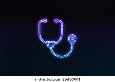 3D Healthcare Data Icon Neon Sign