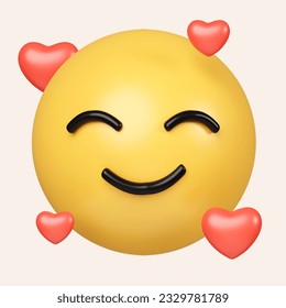 3d Heart emoji. face smile for love chat, message design Happy mood eyes symbol. icon isolated on gray background. 3d rendering illustration. Clipping path.. - Powered by Shutterstock