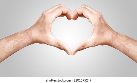 3d heart shaped leprosy hand isolated on grey background - Powered by Shutterstock