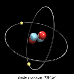 3d Helium Atom - Black