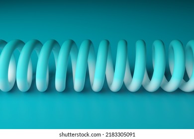 3d helix design element. Soft blue gradien illustration.
