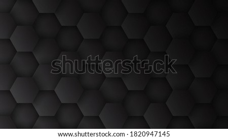 3D Hexagons Pattern Technology Dark Gray Minimalist Abstract Background. Concept Scientific Tech Hexagonal Blocks Structure Darkness Grey Wallpaper In Ultra High Definition Quality
