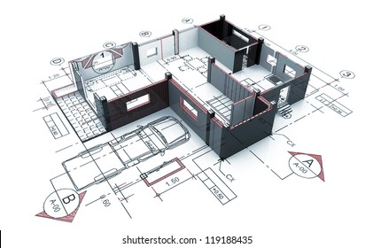 3D Home Plot Plan With White Back Ground