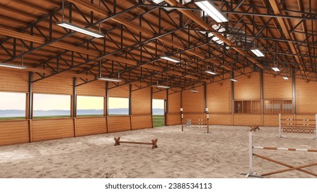 3d Horse Riding Farm Barn Rendering - Powered by Shutterstock