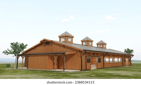 3d Horse Riding Farm Barn Rendering - Powered by Shutterstock