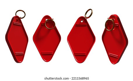 3D Hotel Key Chain, Motel Style, Isolated On White Background