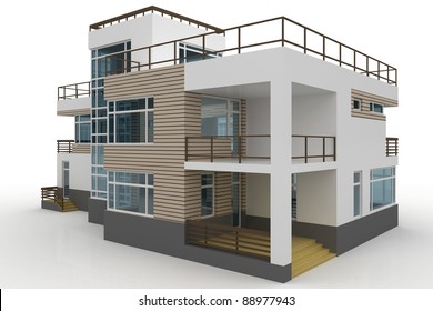 3d House Generic Rendered  On White  Background