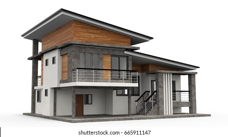 3d House Isolated Modern Style