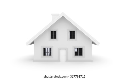 3D House Isolated On White Background. Front View