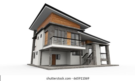 3d House On A White Background