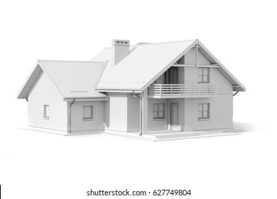 3d House Plan On White Background