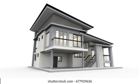 3d House Rendering Isolated On White Background Generic