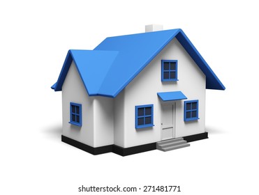 3D. House, Residential Structure, Three-dimensional Shape.